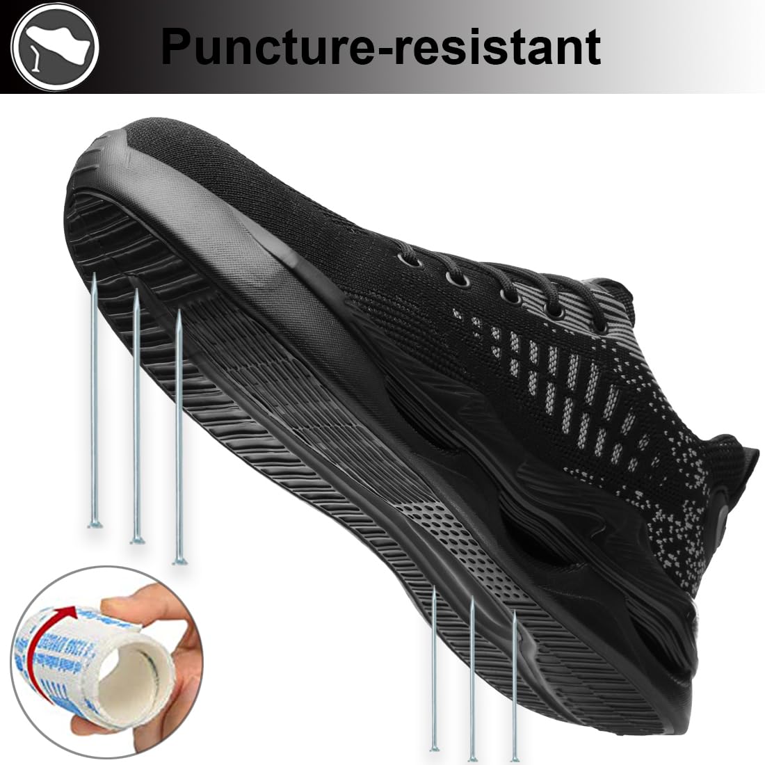 Scarpe Antinfortunistiche Uomo Donna Scarpe da Lavoro con Punta in Acciaio Scarpe da Cantiere Scarpe Sportive Sneaker da Lavoro Traspiranti 36-46