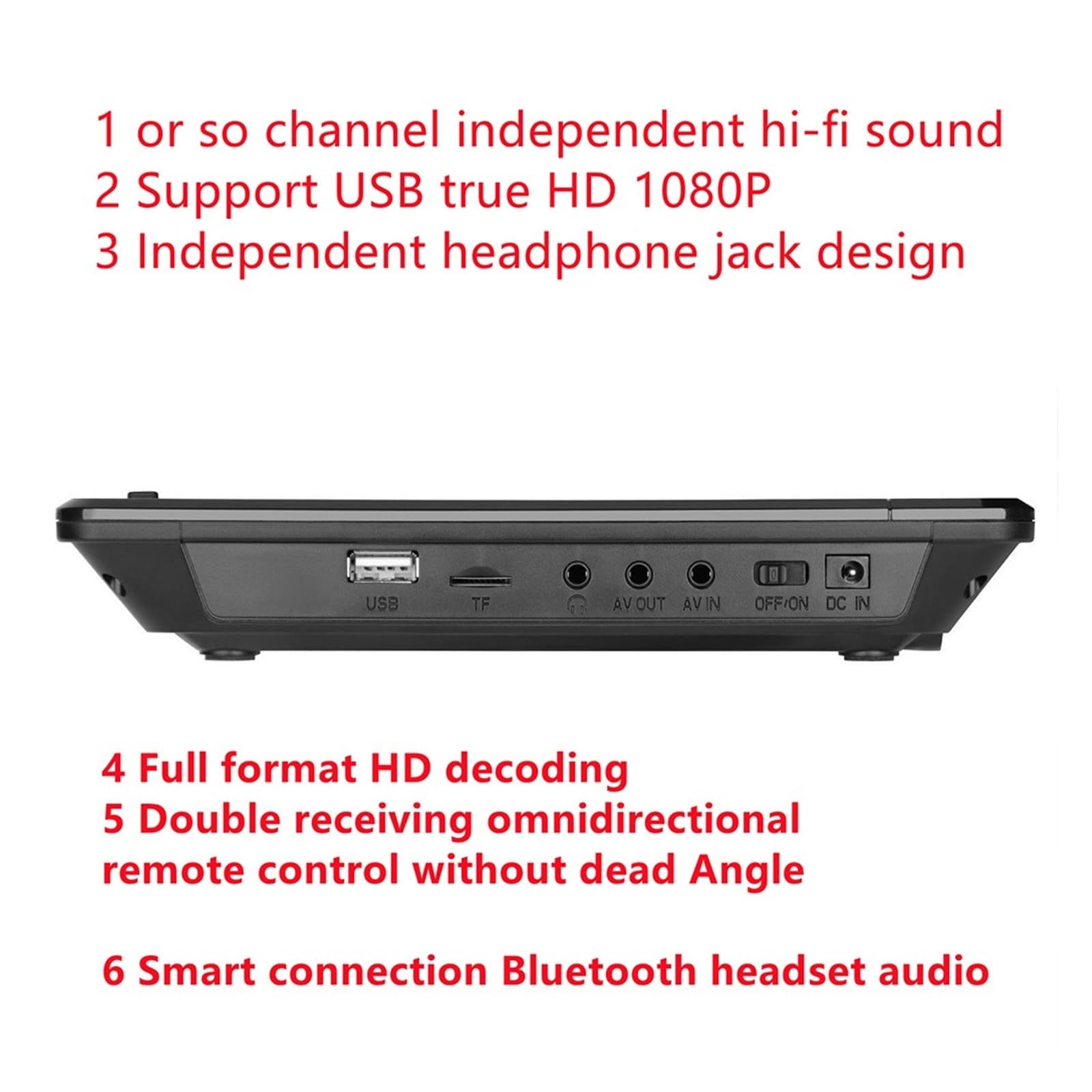 Lettore DVD, Lettore DVD mobile HD da 12,5 pollici - video ad alta definizione con compatibilità Bluetooth wireless