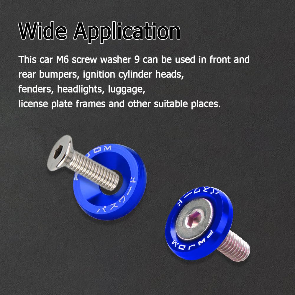 JONJEA 20-Piece Blue M6 Aluminum Fender Washer Bolt Kit – JDM Engine Bay Dress-Up Set