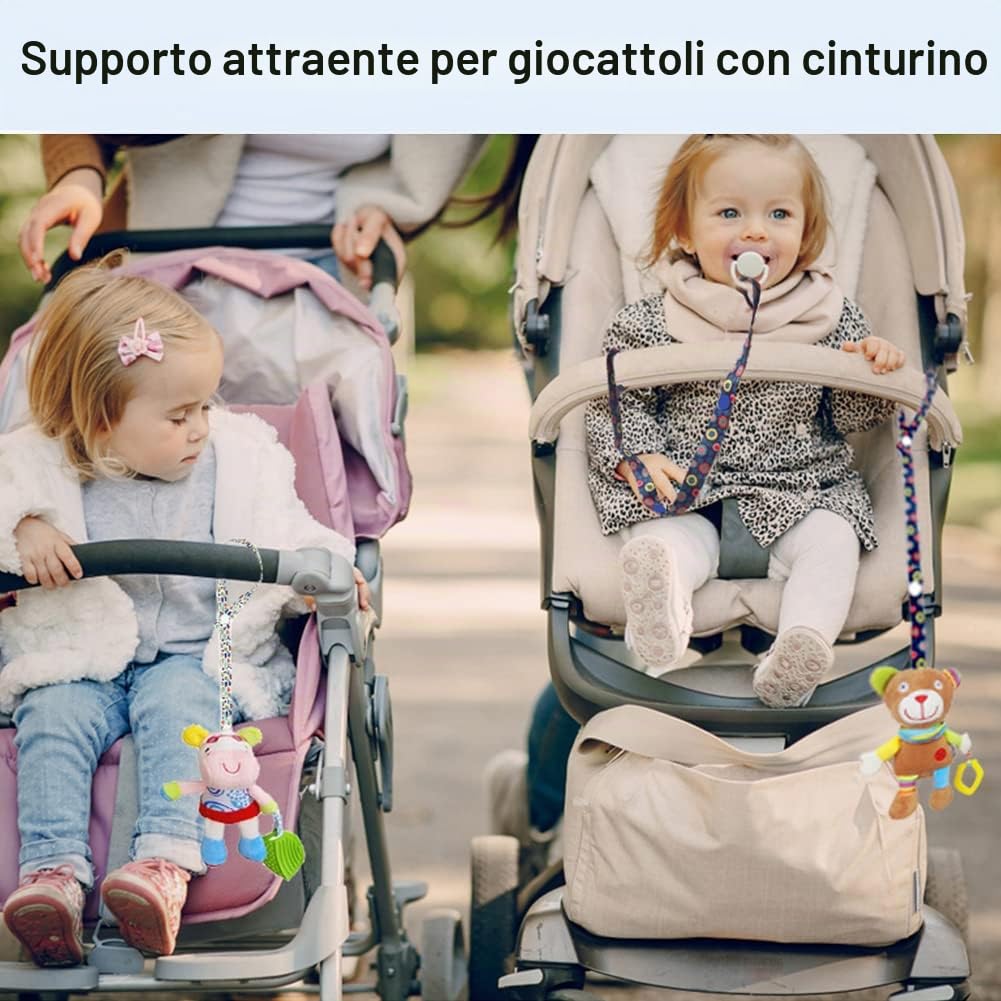 SwirlColor Giocattolo Cinghie Titolare, 8 Pezzi Giocattolo Carrozzina Cinghia Protable PP Anti Goccia Giocattoli Cinghia Regolabile Clip Cintura Titolari