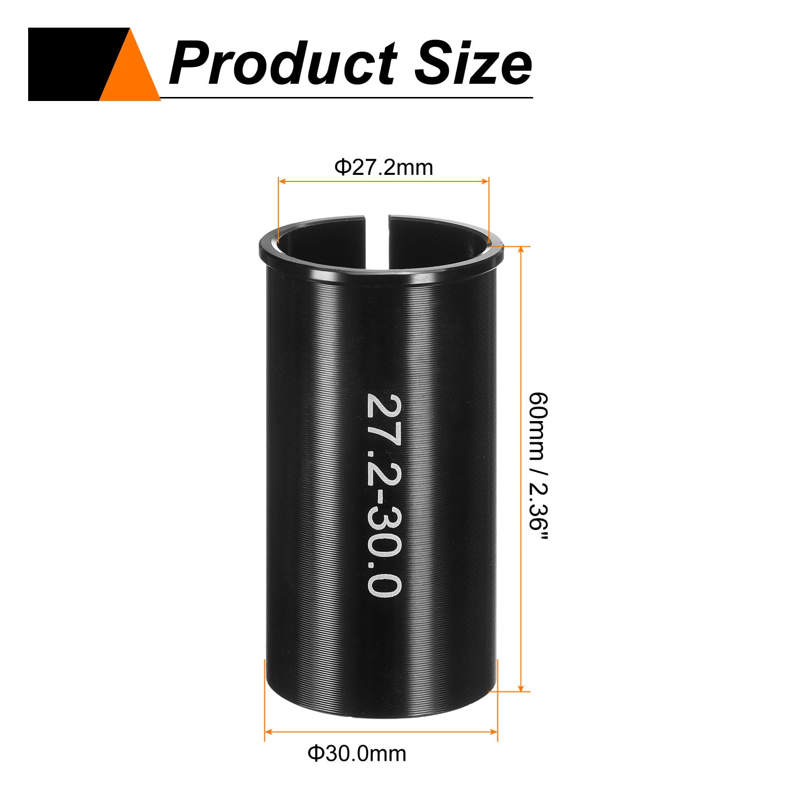 QUARKZMAN Stop rowerowy sztyca podsiodłowa, tuleja redukcyjna 27,2 mm do 30,0 mm, długość 60 mm, aluminiowa tuleja redukcyjna, adapter do rowerów górskich, wyścigowych, miejskich