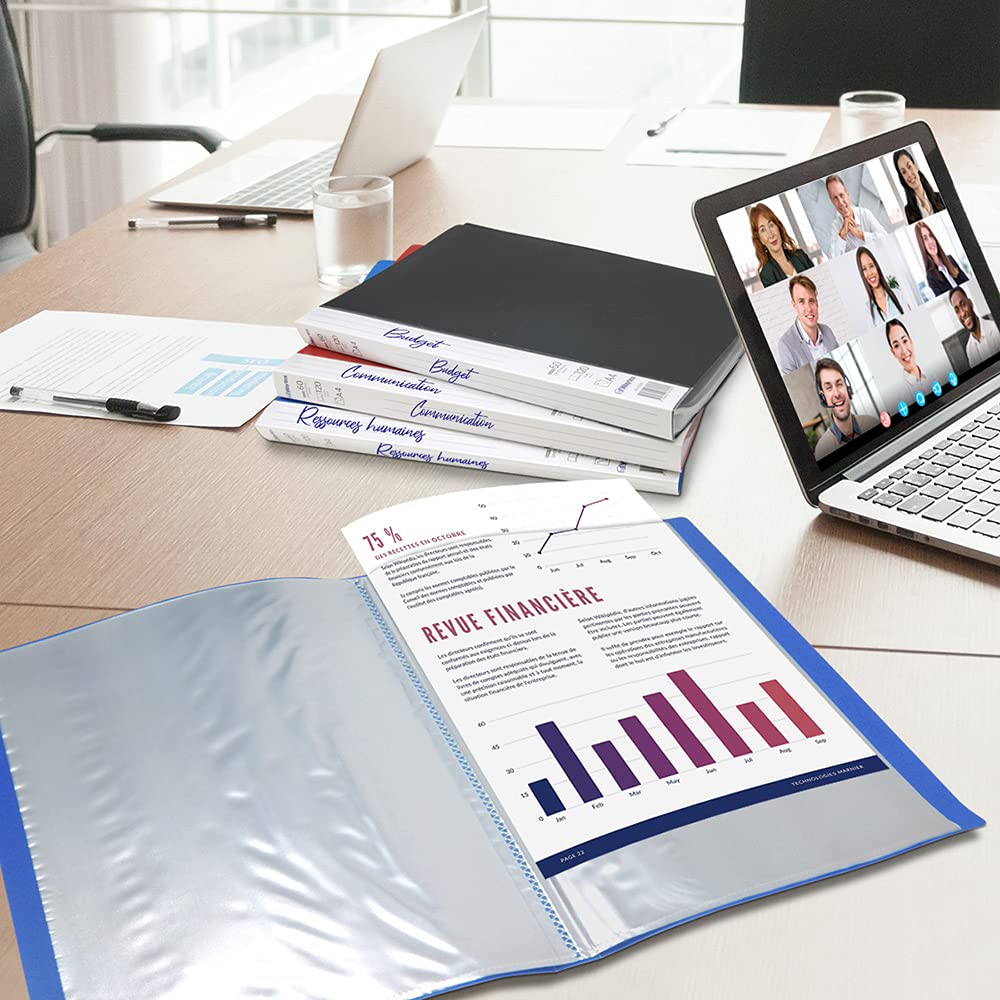 Waytex 931333B Document Protector A4 80 Sheets Premium Opaque Polypropylene Identifiable 40 Transparent Pockets Blue - Image 3