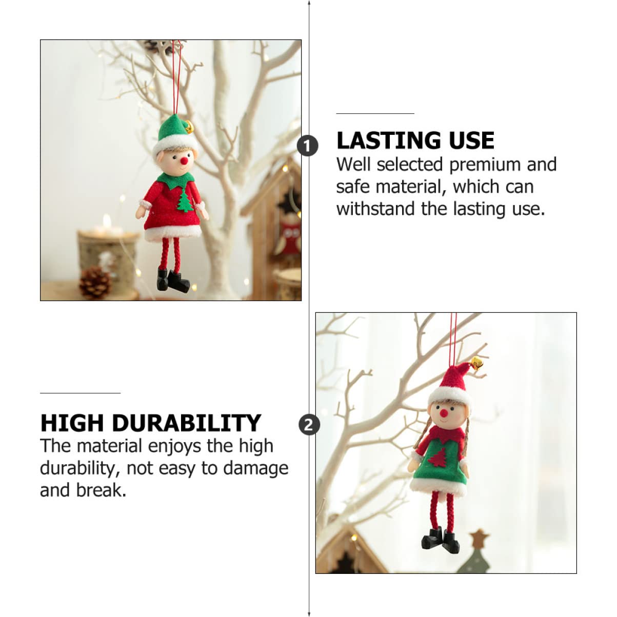 MAGICLULU 8 Sätze 8 Sets Weihnachtsbaum Anhänger Stofffigur Süße Baumdekoration Elfen Zwerge Ornamente Miniatur Engel Puppen Tierplüsch Gefüllter Vliesstoff Bunt 2 2 Stück * 8