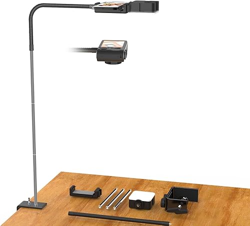 Soporte de teléfono superior con luz, trípode para cámara de teléfono de escritorio para fotografía macro, elementos esenciales para creación de