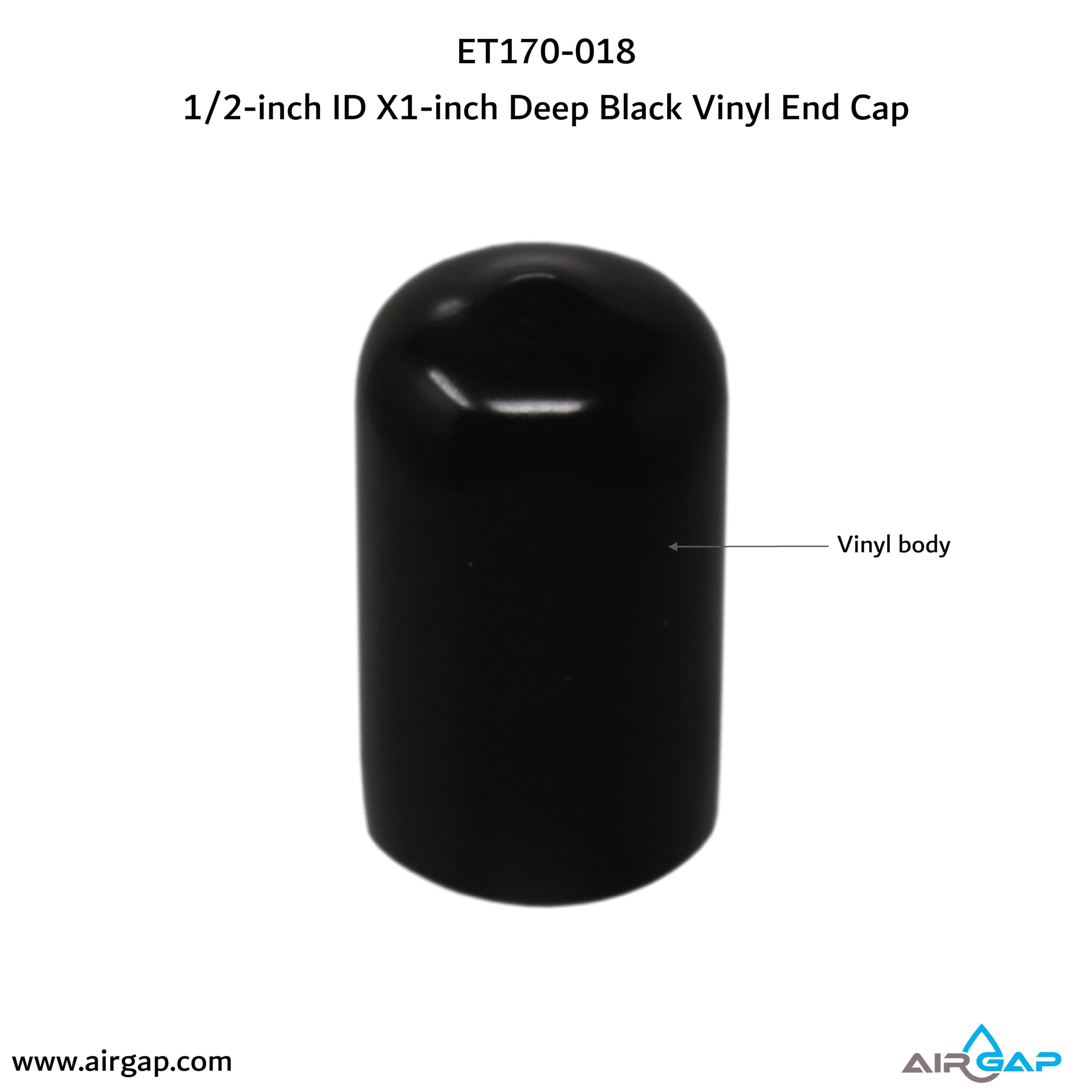 1/2-inch ID X 1-inch deep Black Vinyl End Cap (ET170-018, 2 pcs. included)