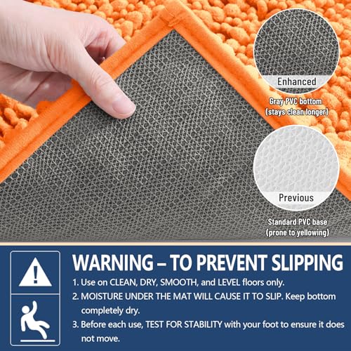 Image of Arotive Luxury Bathroom Ruuner Rugs 54x24, Extra Soft Thick Absorbent Shaggy Chenille Bath Rugs, Machine Wash Dry, Bath Mats for Bathroom Floor, Tub and Shower, Home Decor Accessories, Orange