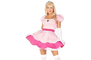 Womens 3 Pc Pink Princess Costume With Jeweled Dress, Crown, Gloves