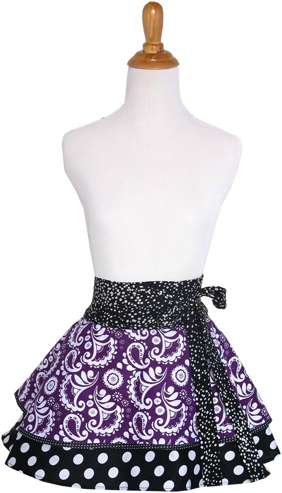 Lovely Aprons Women's Purple Paisley Half Apron