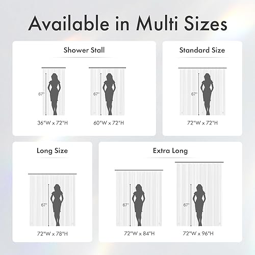 Miniatura 8 de Amazer Forro de cortina de ducha extra largo, 72 x 96 pulgadas, forro de ducha de plástico transparente PEVA, impermeable, peso medio, cortinas de