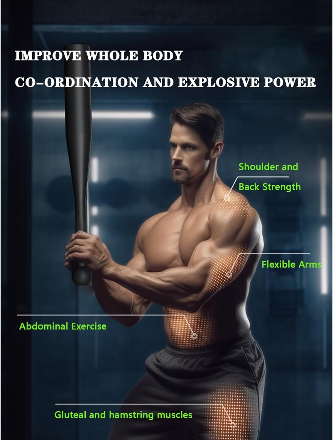 Steel Club Krafttraining, Macebell, Ganzkörpertrainer für Muskelaufbau, Handgelenktraining, Unterarmtraining und Grifftraining mit rutschfesten Rändelgriffen, 4/6/8/10 kg, 2 kg/4 Pfund