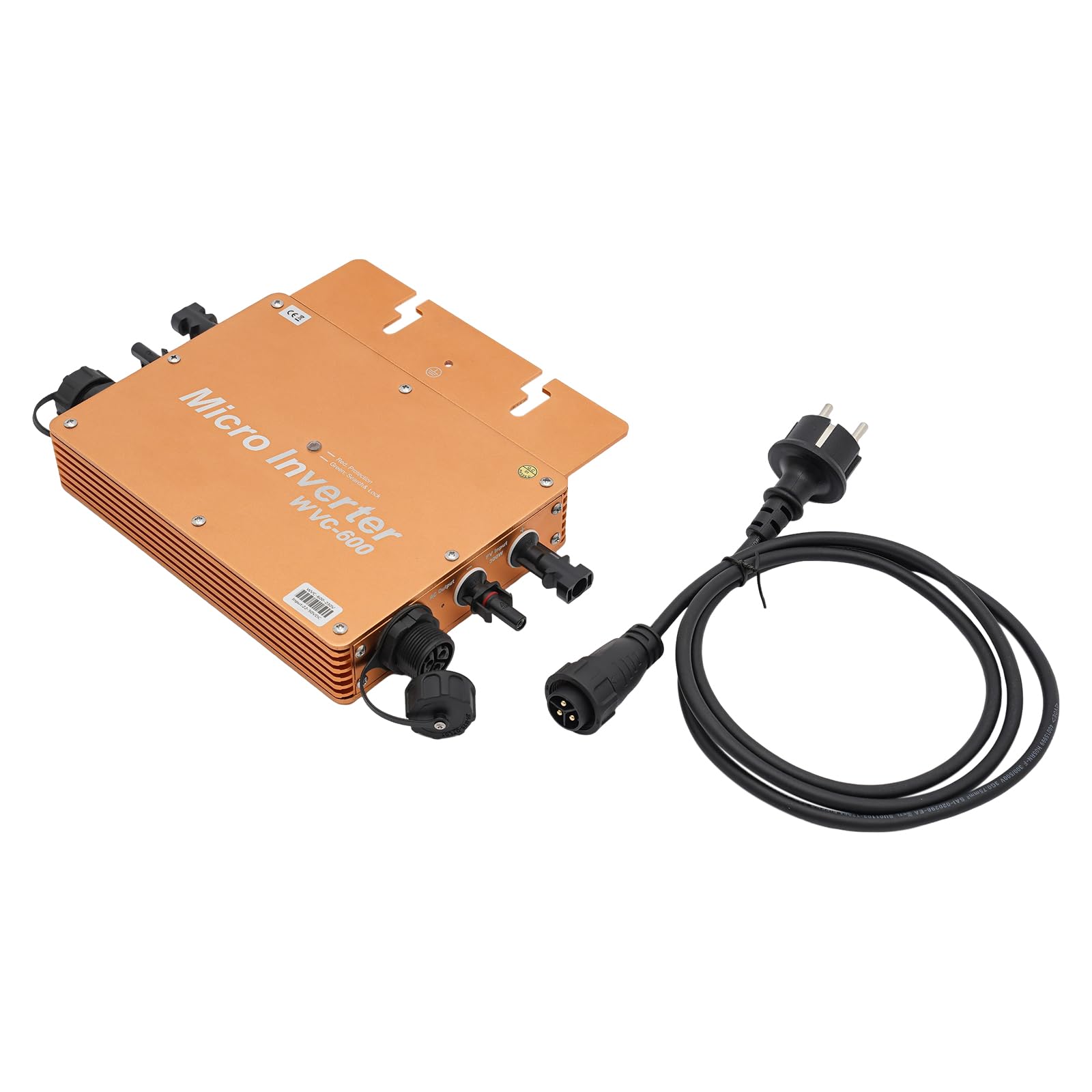 Solar-Wechselrichter WVC-600W Digital, 220V MPPT Grid Tie Micro-Inverter, Wasserdichter Grid-Connect für Solarpanel-Balkonkraftwerk, Golden