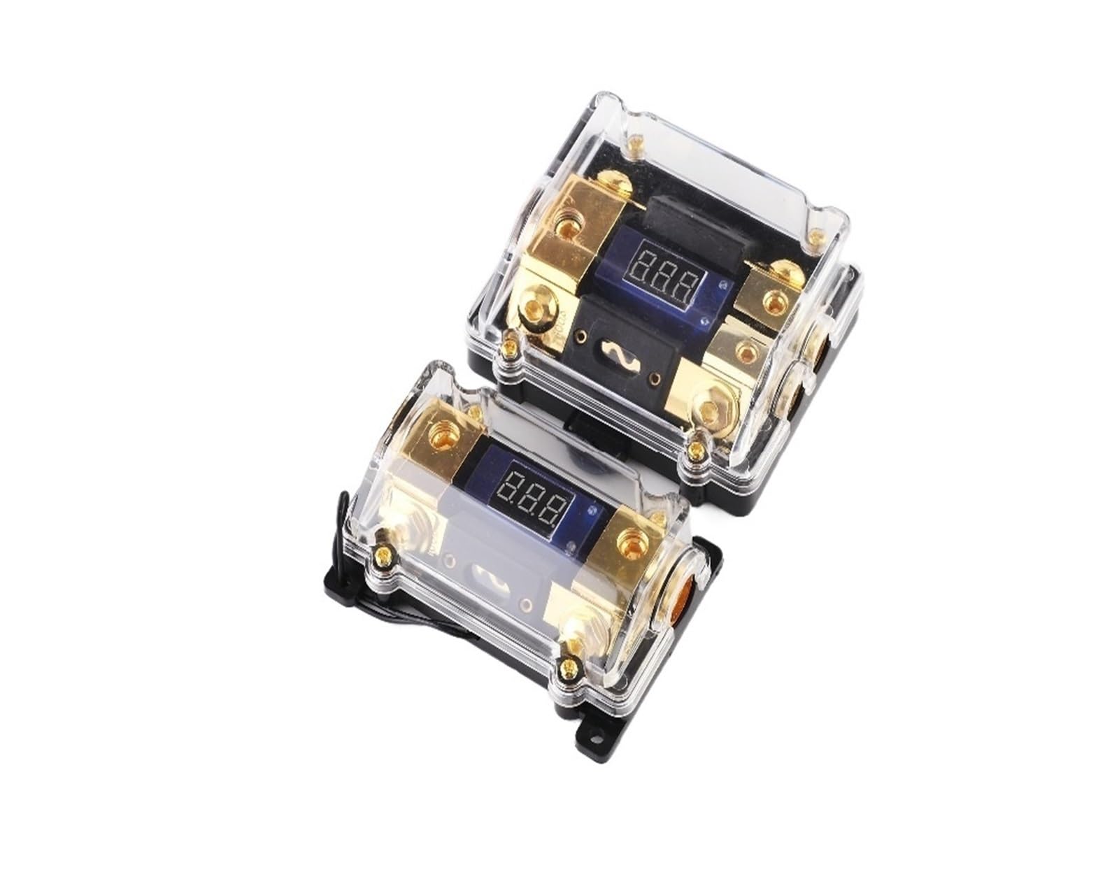 1 x uniwersalny samochodowy cyfrowy czerwony wskaźnik napięcia LED, wzmacniacz audio w 2 możliwościach, z 100 A, 150 A, skrzynka bezpiecznikowa (100 A)