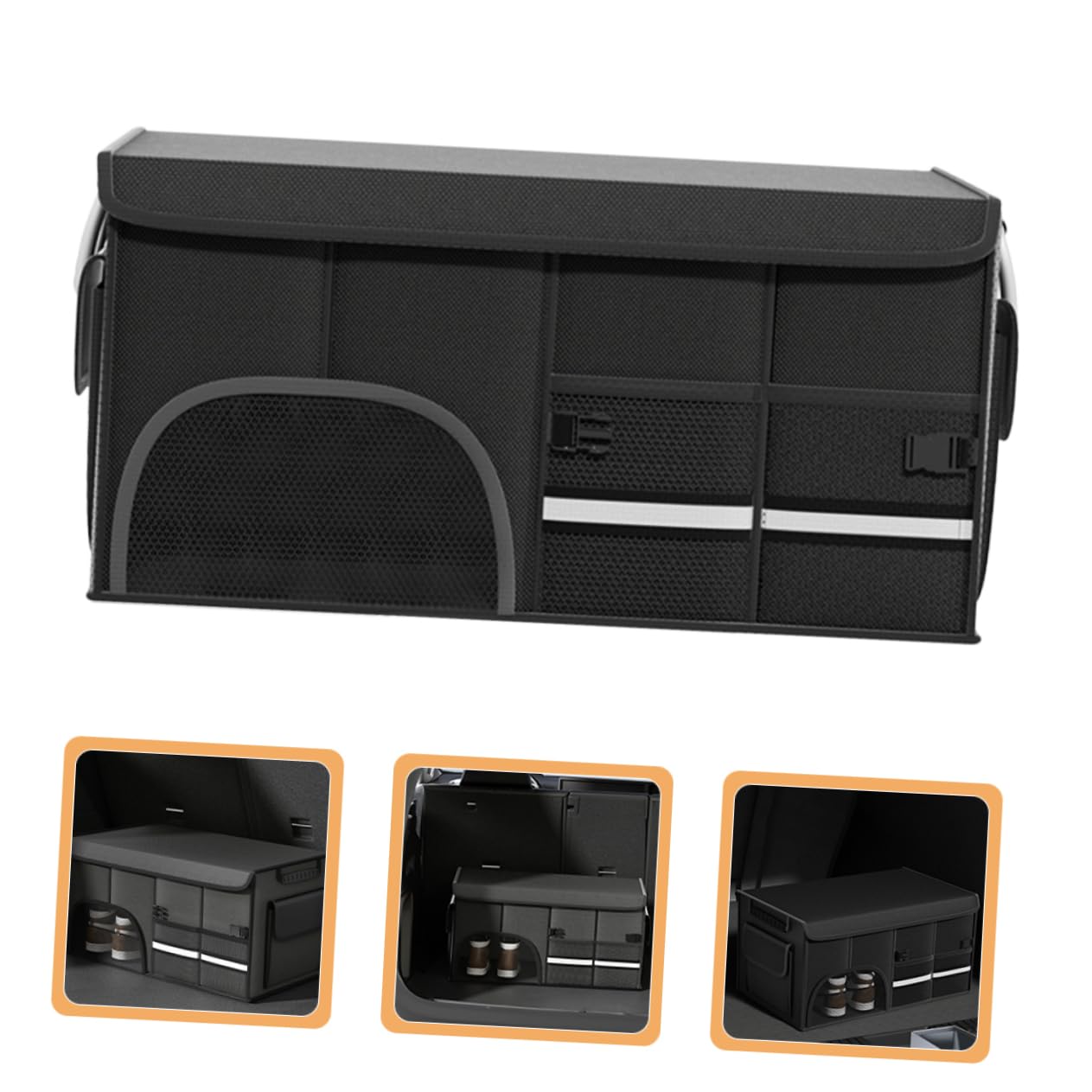 Cabilock Organizador Plegable de Gran Capacidad de Maletero para Coche de Tela Oxford Negra, con Múltiples Compartimentos para Camping y Uso en Maletero
