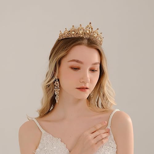 Miniatura 7 de Tiara de boda verde para mujer, corona de reina y tiaras, corona de princesa para mujeres y niñas, diademas de cristal para novia, Metal