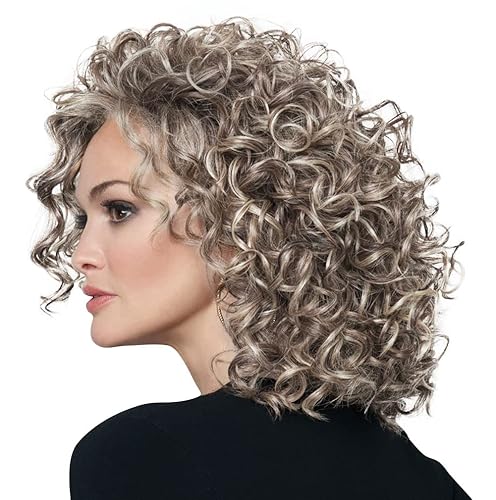 Miniatura 9 de Raquel Welch Click Click Flash Peluca de longitud de barbilla completa rizada por Hairuwear, gorra de tamaño medio, RL46 café negro