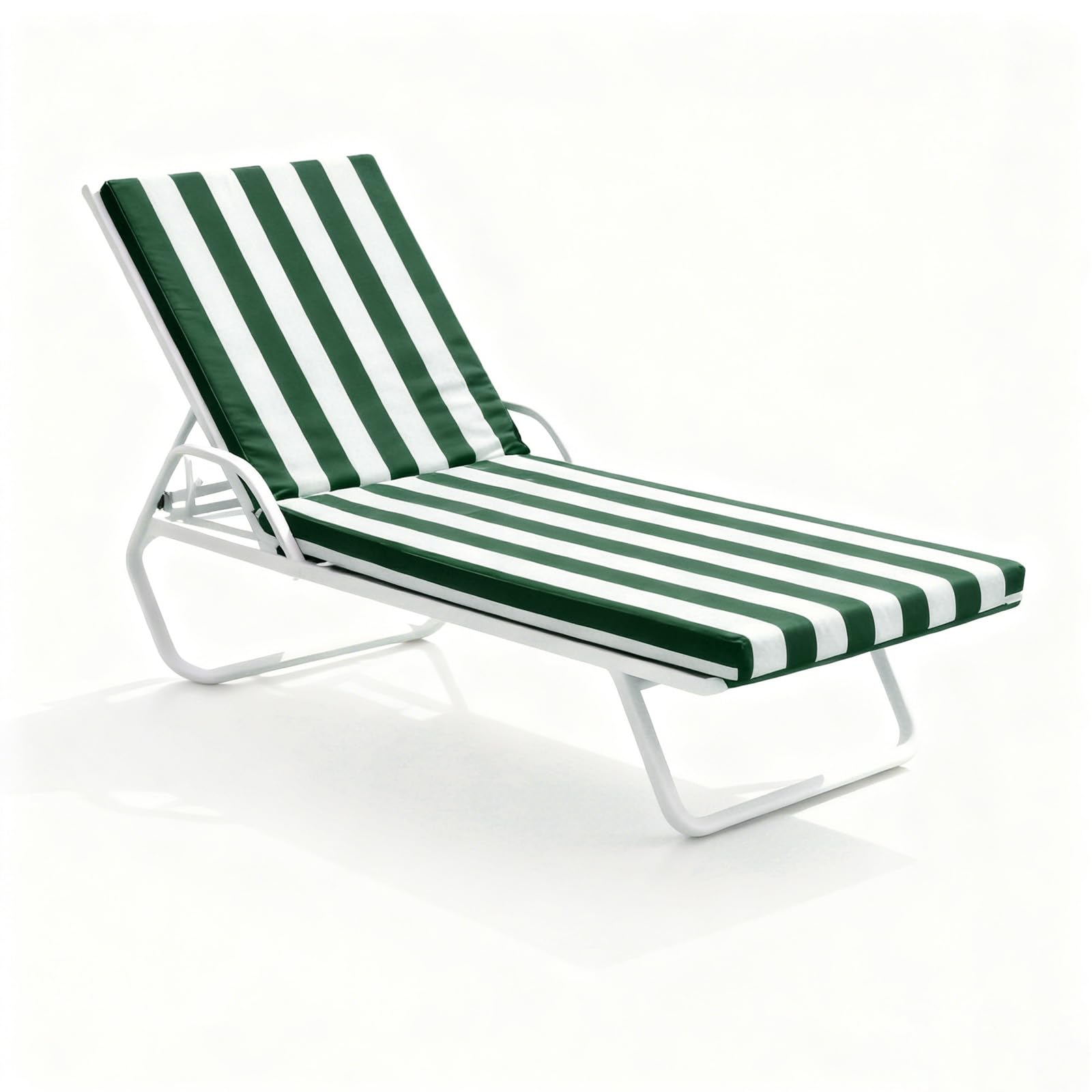 Materassino per lettino Prendisole da Giardino Impermeabile, Cuscino per lettino Prendisole Imbottito in Poliestere Anti-UV, Fondo Antiscivolo con 4 Lacci, Pieghevole, Lavabile,Dark green,178x59x10cm
