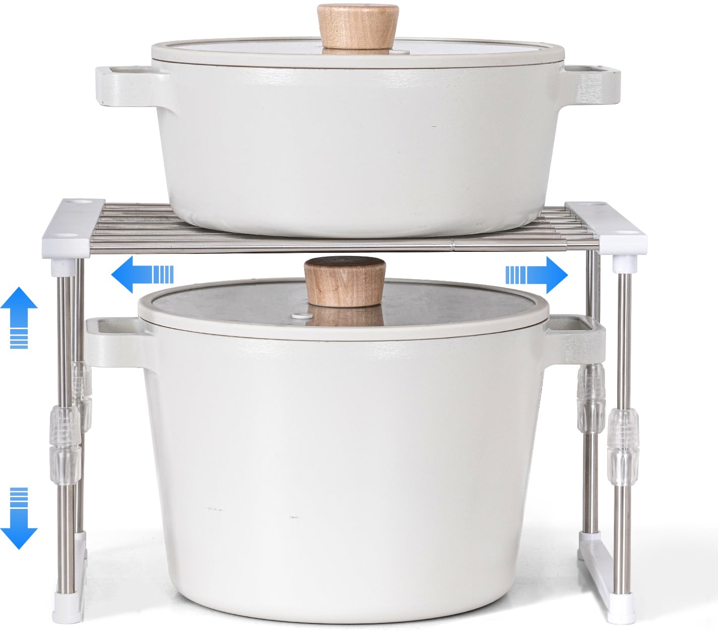 carrotez Expandable Cabinet Organizer, Set of 1 Width & Height-Adjustable Kitchen Cabinet Organizer Shelf, Stackable Kitchen Counter Shelf, 11.8~19.6