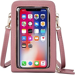 Donna Borsa a tracolla per cellulare Piccola Borsa per cellulare Multifunzione borsetta a tracolla con touchscreen in pelle con fessure per carte a tracolla Cinturino Regolabile