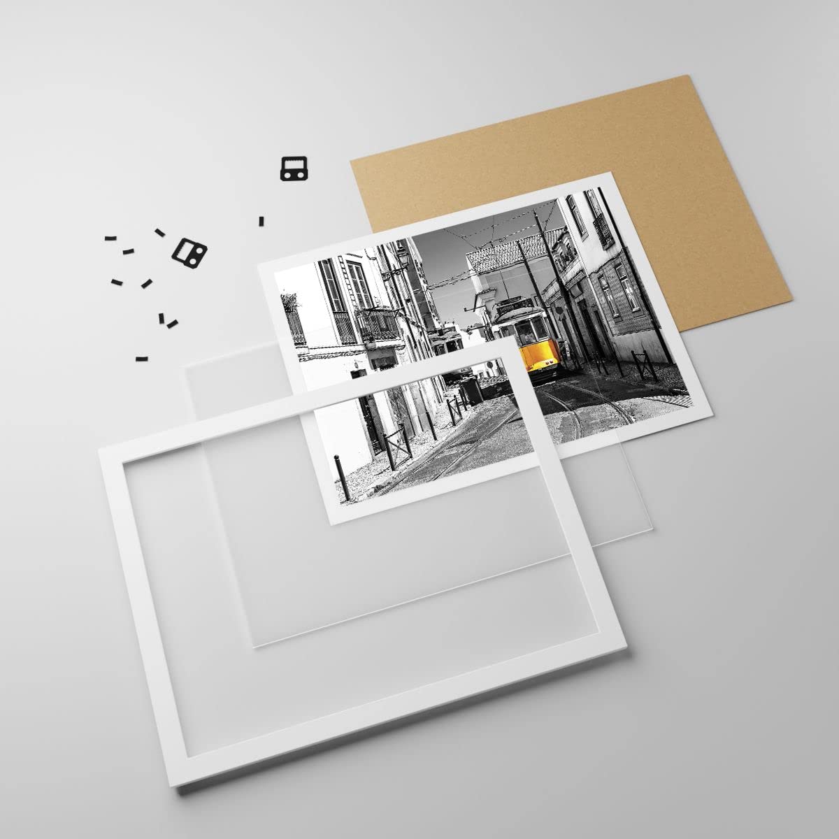 Impression sur Verre 70x50cm Tableaux Image Photo Rétro Tram Architecture