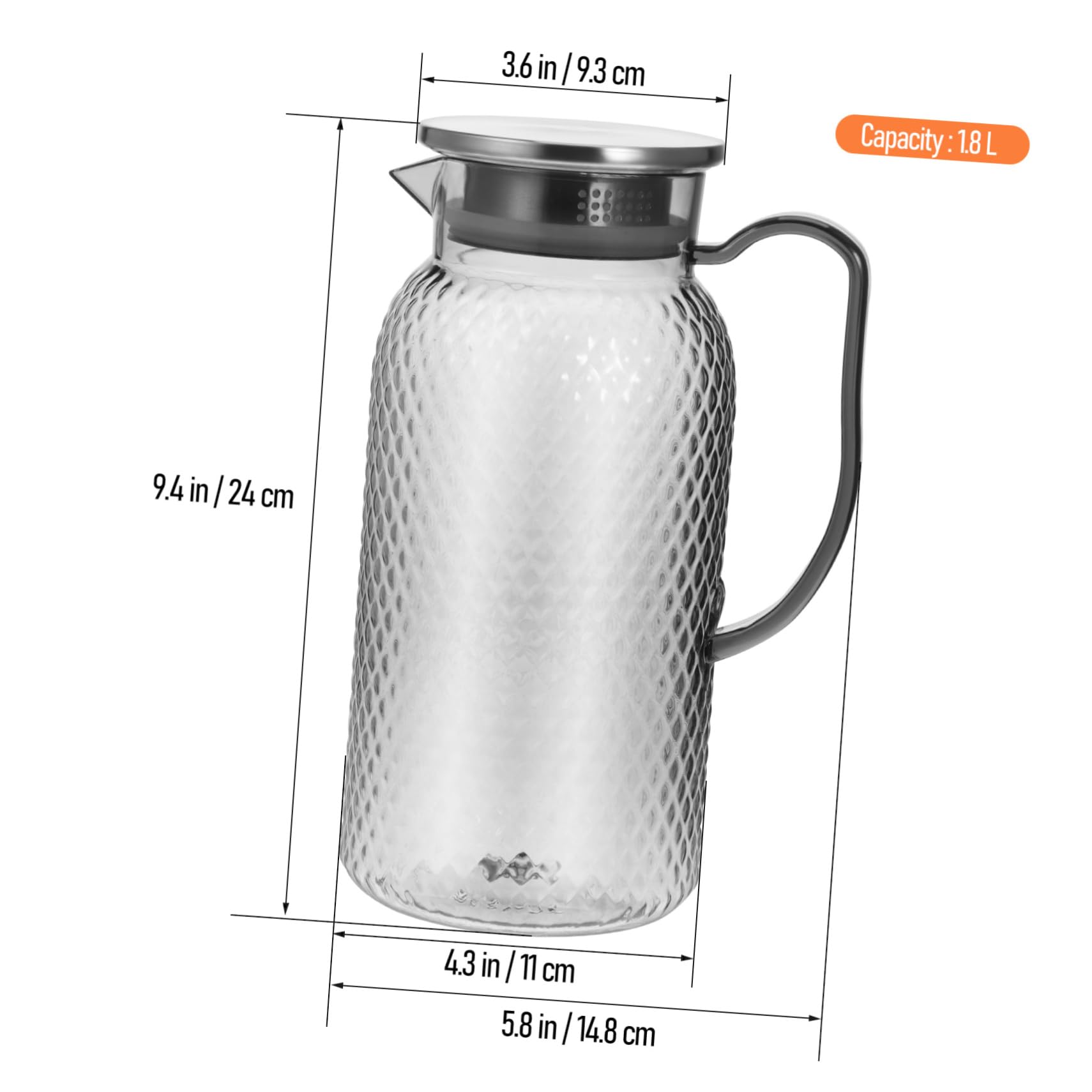 Cabilock Confezione Da 2 Caraffe Per Succhi in Acrilico - Brocca Di Capacità Con Coperchio Per Acqua Per Frigorifero Design Elegante Per Casa E Feste