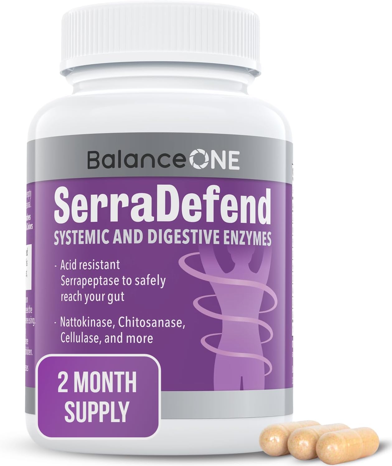 Balance ONE Biofilm Defense with Proteolytic & Digestive Enzymes for Men & Women – Serrapeptase, Nattokinase, Protease, Cellulase – 60 Capsules, 2 Month Supply – SerraDefend Balance ONE Biofilm Defense with Proteolytic & Digestive Enzymes for Men & Women – Serrapeptase, Nattokinase, Protease, Cellulase – 60 Capsules, 2 Month Supply – SerraDefend