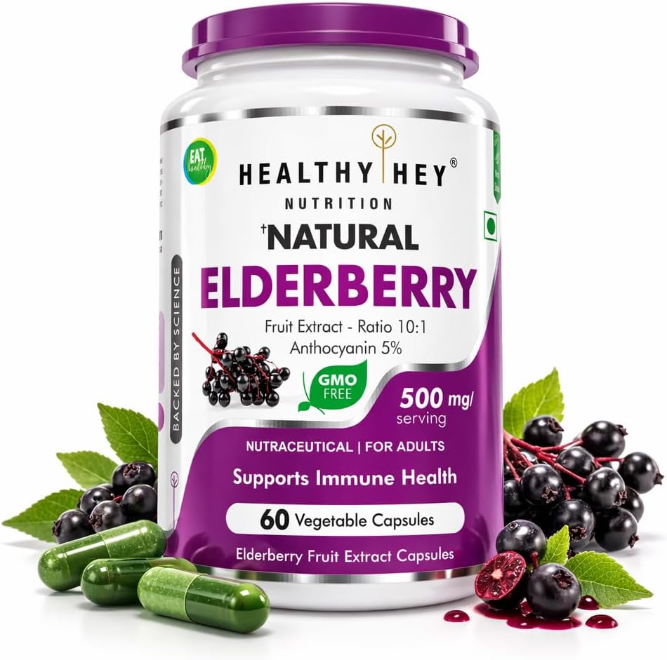 HealthyHey Nutrition Natural Elderberry Fruit Extract,60 vegetable capsules