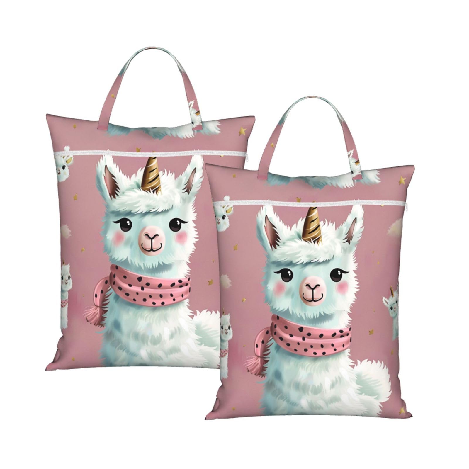 Large Travel Laundry Bags,Cute Llamas Print with Handle Foldable Laundry Bag for Holidays Gym Swimming and Family Trips, 2Pcs