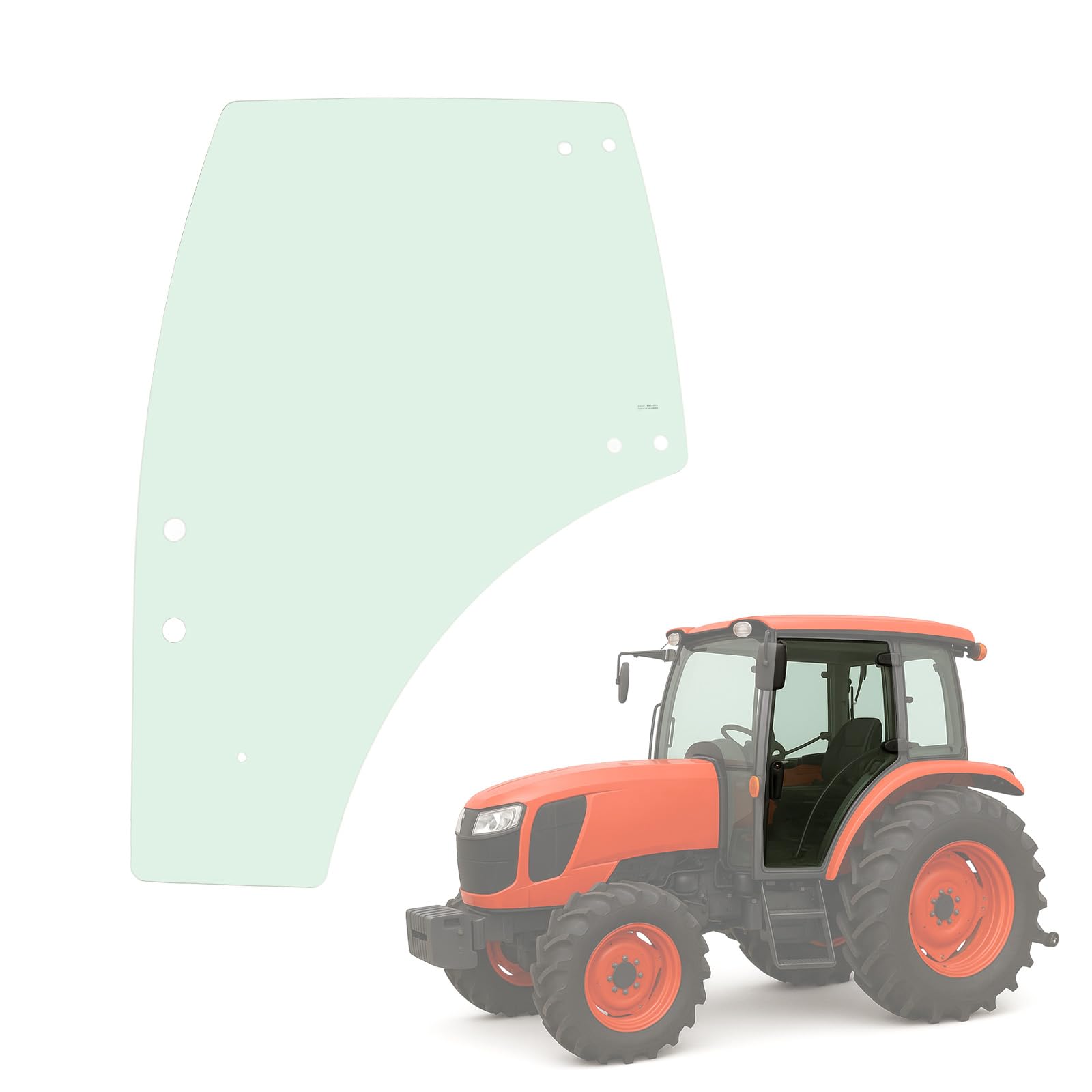 Left Side Door Glass Compatible with Kubota M4N071, M5091, M5111, M5040, M5140, M6040, M6060, M7040, M7060, M8540, M8560, M9540, M9960 Light Green Tempered Glass Replacement For 3C581-70774