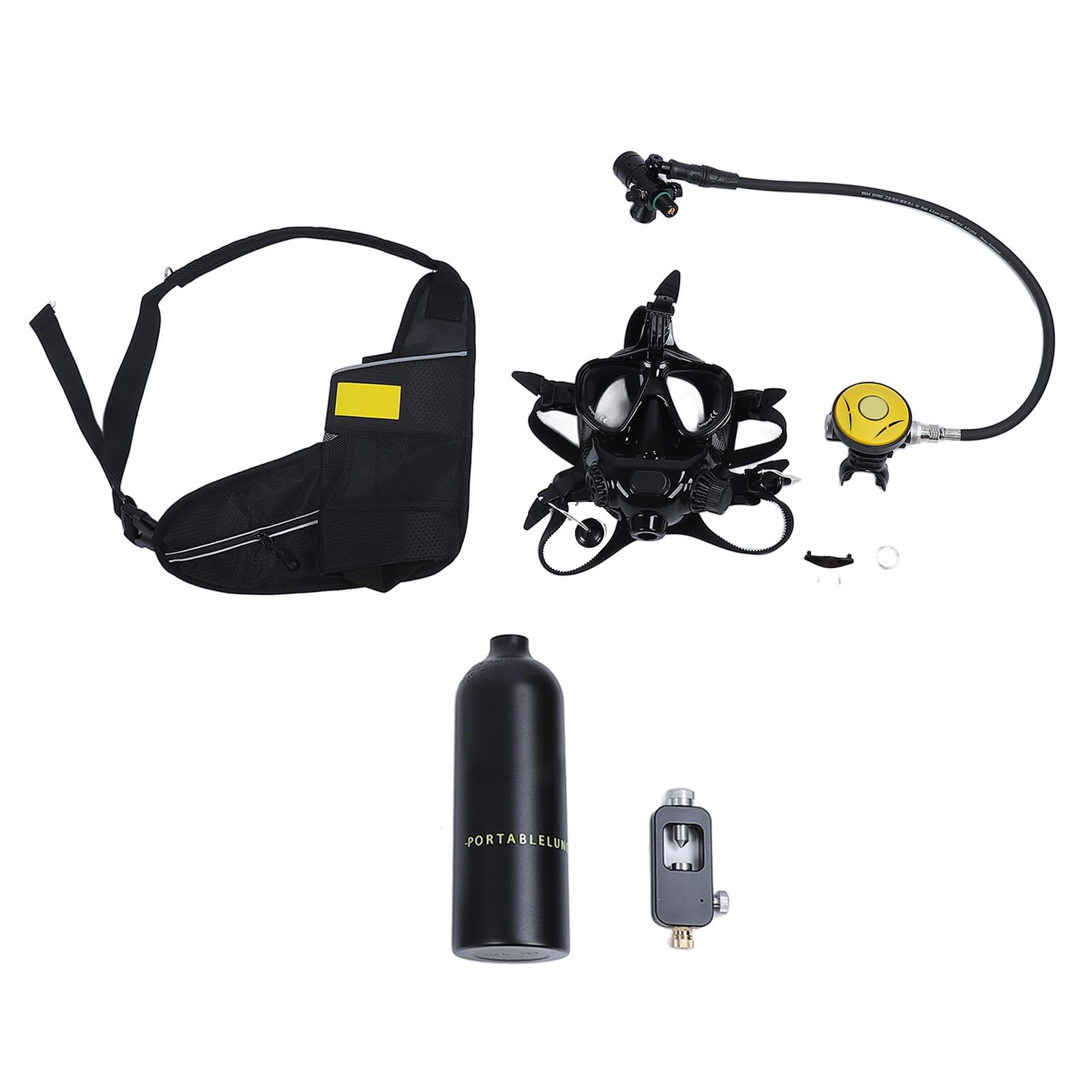 DIDEEP Mini Tanque de Buceo Portátil de 1 Litro con Gafas de Buceo de Cara Completa, Vista Amplia de 180° para Entusiastas de la Exploración Submarina y el Snorkel