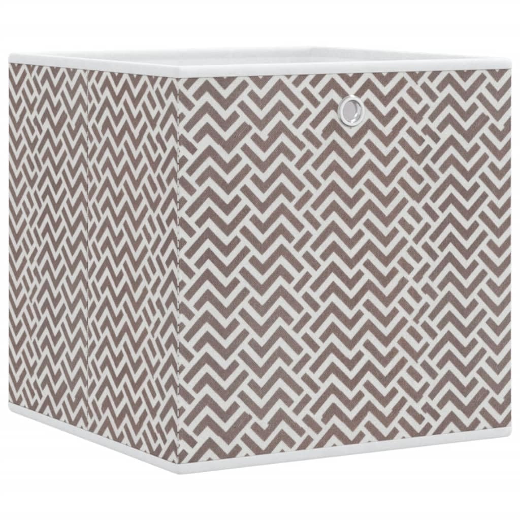 vidaXL Foldable Storage Boxes - 4 pcs Brown Non-woven Fabric, 32x32x32 cm with Round Eyelets - Dorm, Home, Closet Organiser