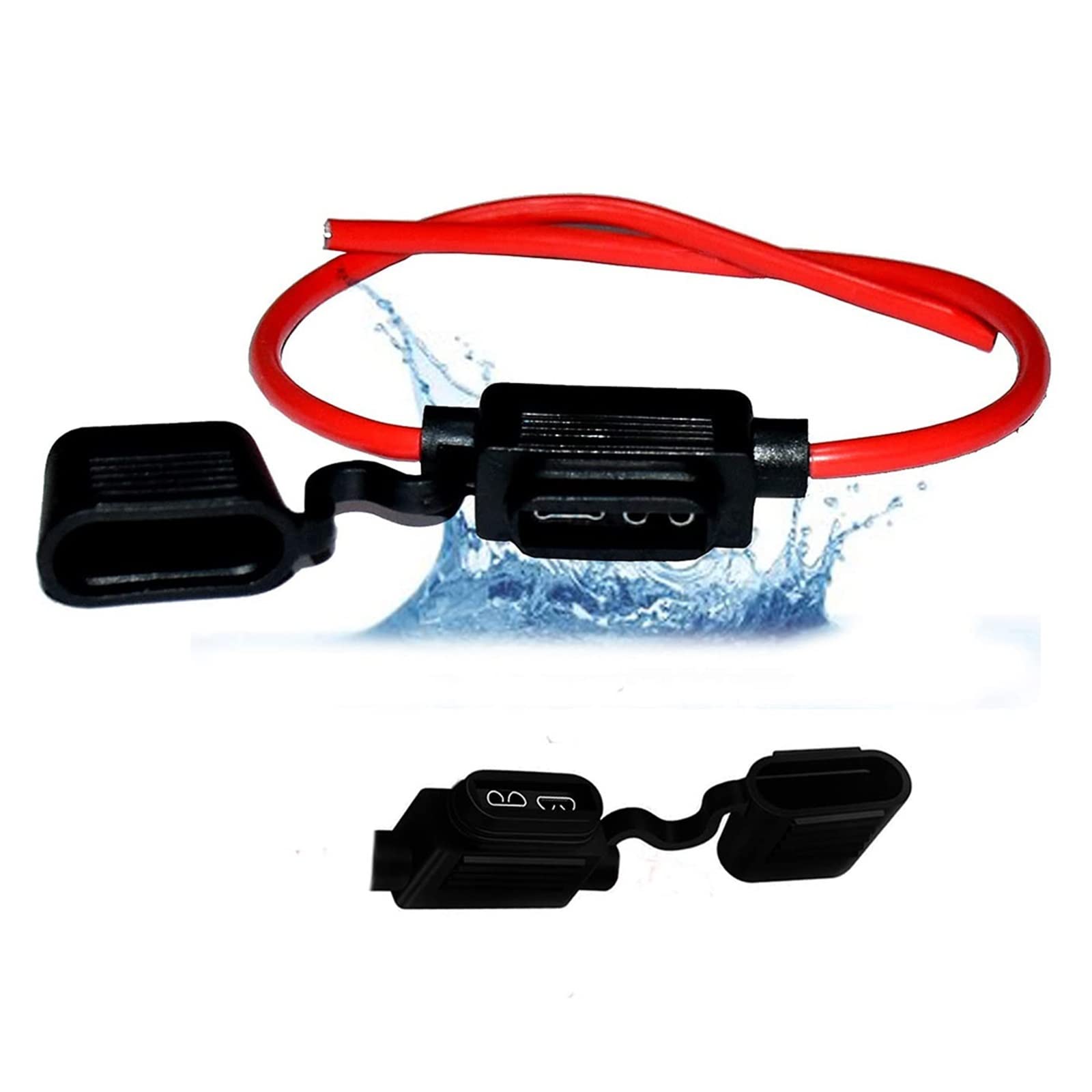 10 Sets 16 AWG wasserdicht IP67 Standard Inline Sicherungshalter Pigtail Flachsicherung for Auto LKW ATV Boot Motorrad