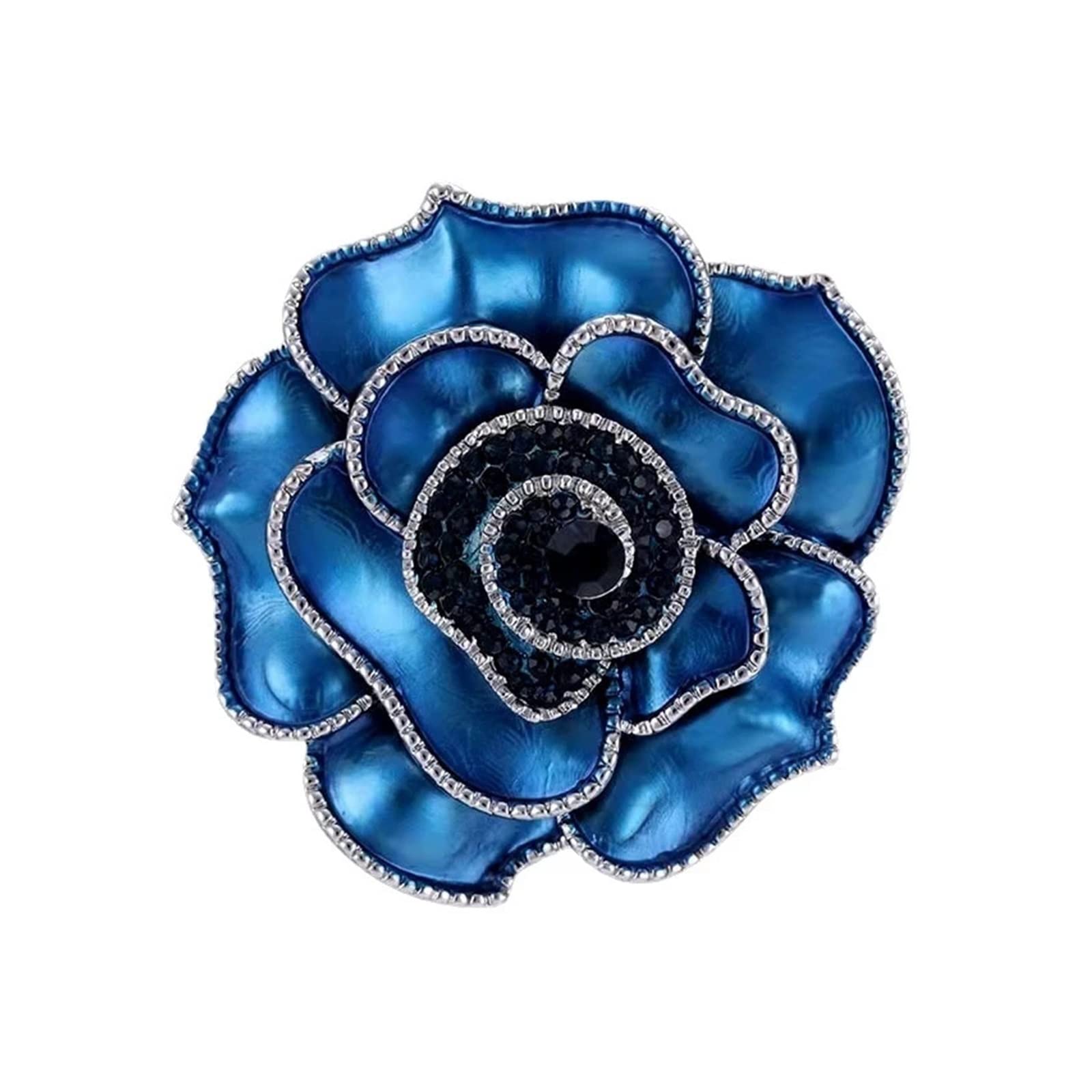 Brosche mit Strasssteinen, natürlich weiß, geschnitzt, Schmetterling, Blaue Blume, großzügiger Ausschnitt, Anstecknadel, Zubehör