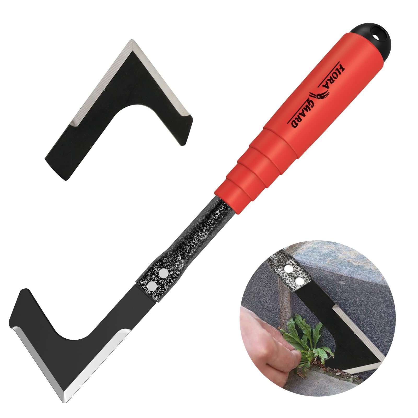 FLORA GUARD Estirpatore Erbacce Manuale, sarchiatore da Giardino per Rimuovere Muschio ed Erbacce, 32,5 cm, con Manico