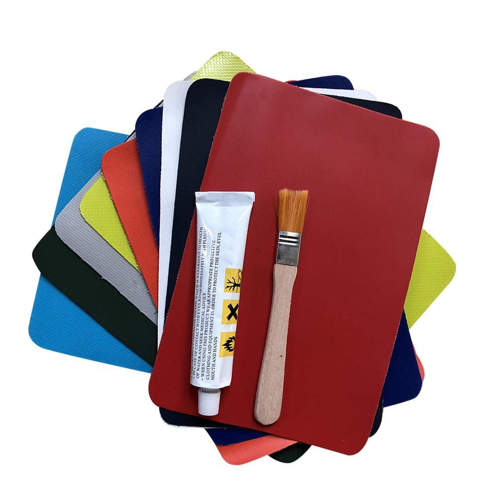 SmarTopus 6 Pack PVC Patch Repair Kit Leather Repair Patches Glue Set Accessory for Inflatable Raft Boat Canoe Kayak