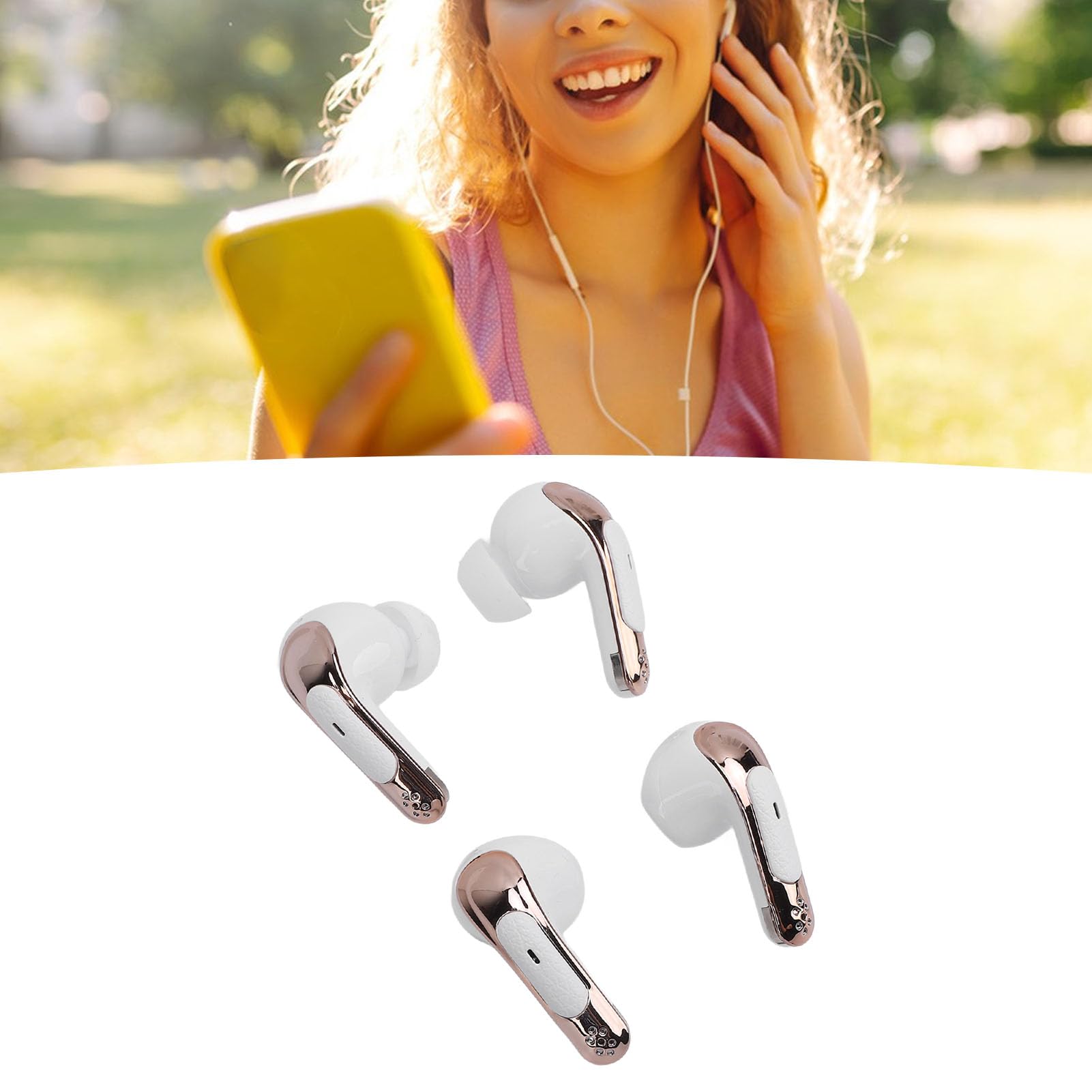 Jectse Due Paia di Auricolari Audio Wireless Dual Touch, Coppia di Auricolari con Display a LED, Auricolari Bluetooth 5.4 con Bassi Profondi, per Coppie di Due Persone (WHITE)