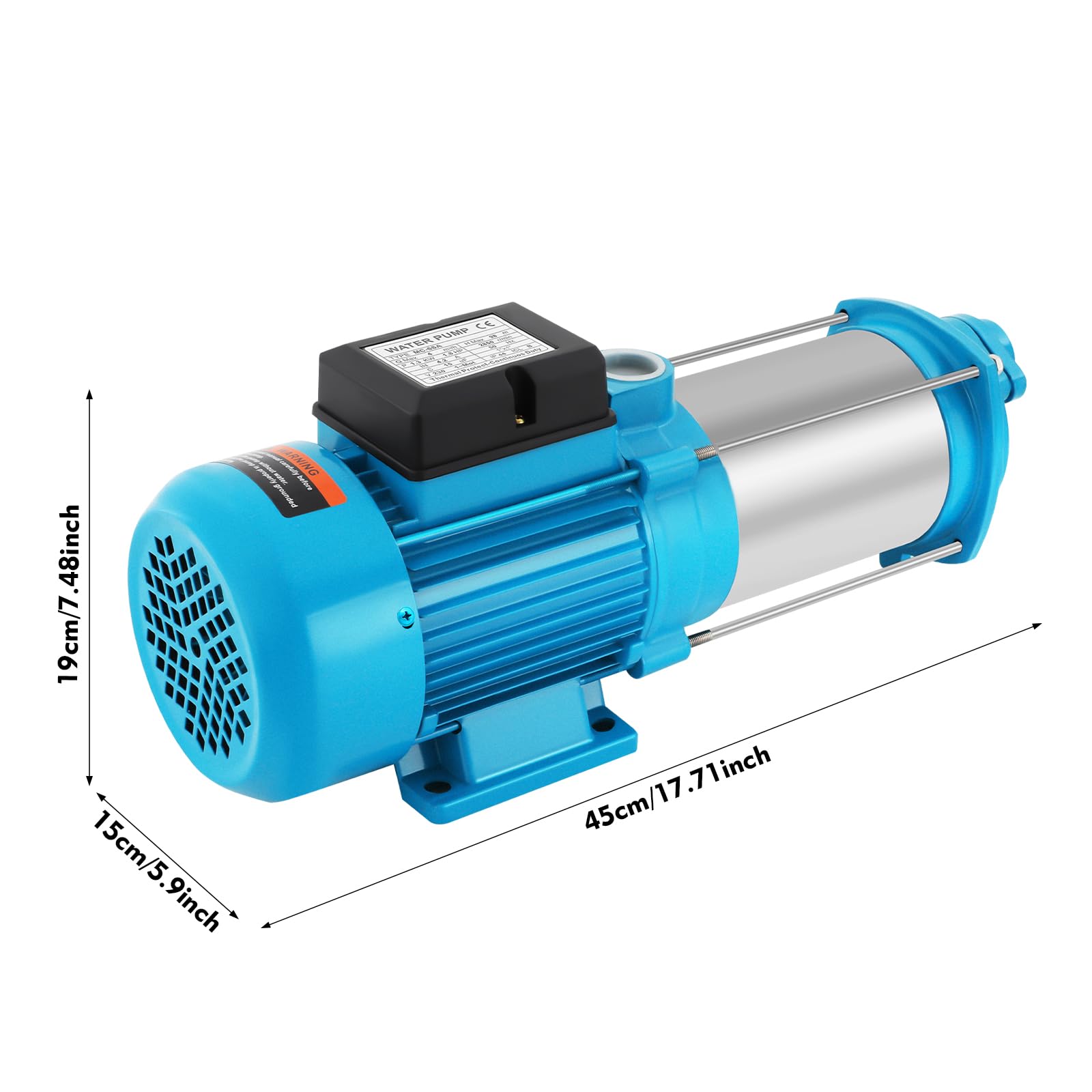 Bomba centrífuga, bomba de jardín, de riego, bomba de agua eléctrica, para la conducción de agua a largas distancias en tierras agrícolas, riego por aspersión de grandes superficies en jardines, etc