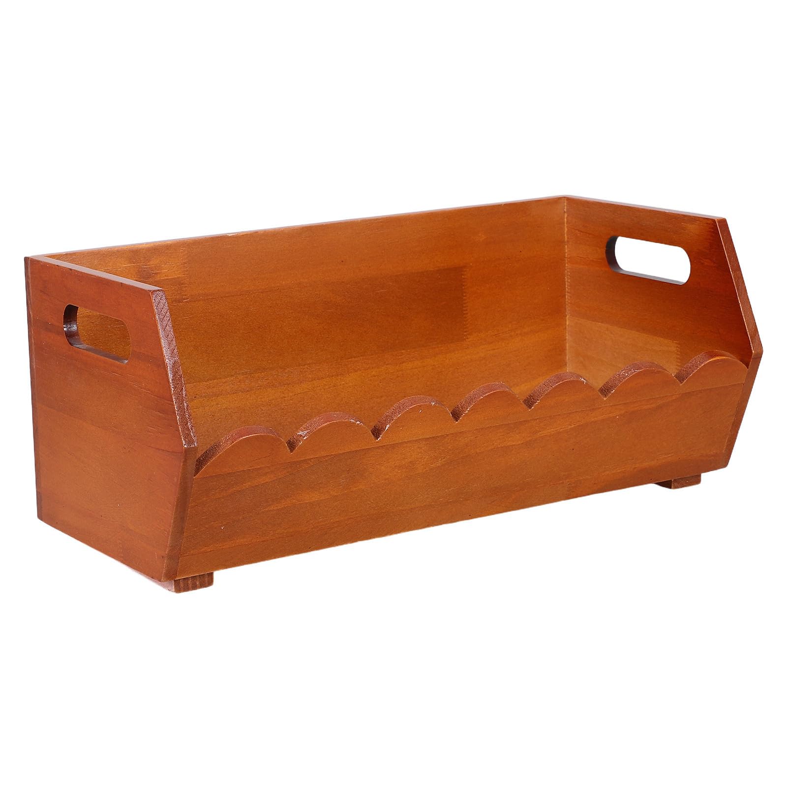 Toyvian Cesta de Madera Asa, Diseño Ondulado, para Cocina y Baño, Marrón