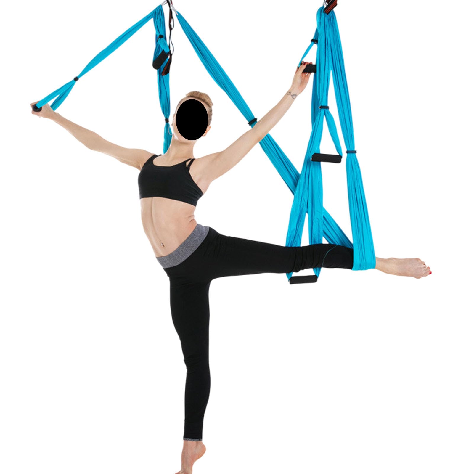 Vttui Aerial Yoga Swing Sling, Trapeze Inversion Equipment Set, Ultra Strong Antigravity Yoga, Include 2 Extensions Straps and Ceiling Mounting Kit(Color:Blue)