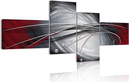 Arte abstracto de pared burdeos, lienzo gris y rojo, 4 piezas, pintura de pared, contemporánea, moderna, imagen para sala de estar, dormitorio, disponible en Yaxa Guatemala