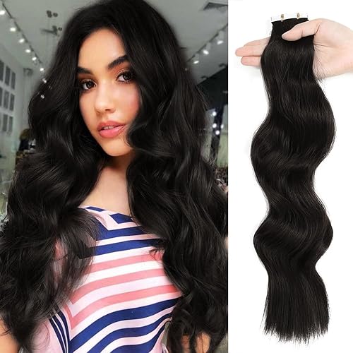Extensiones de cabello con cinta, 10 unidades, 1.76 oz, rizado, ondulado, extensiones de cabello con cinta adhesiva invisible de 20 pulgadas, sin