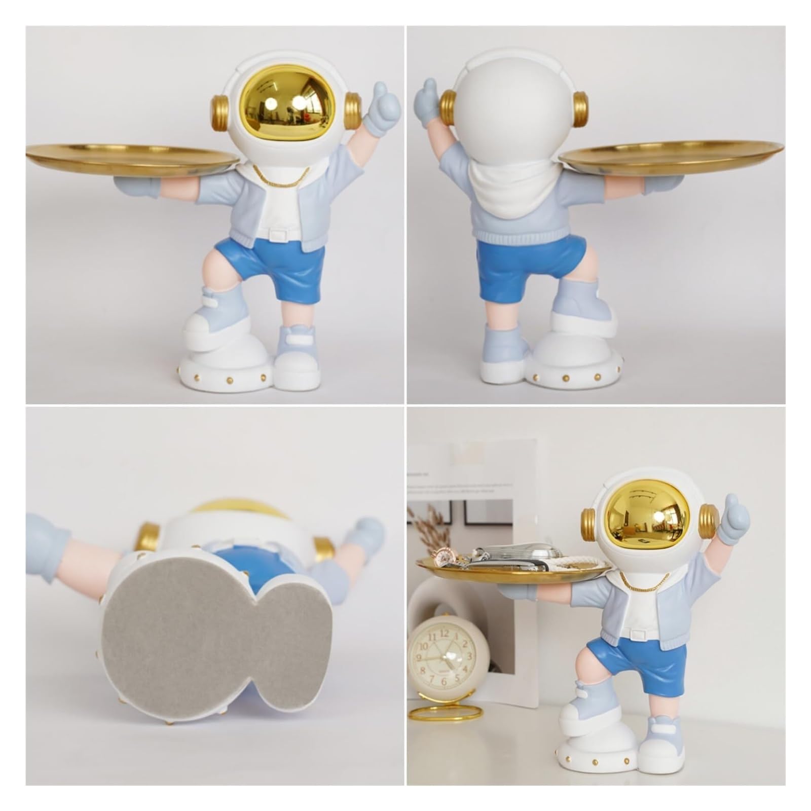 Estatua de astronauta para entrada, mesa, llave, cuenco, escultura para el hogar, caramelos, decoración, figuras de regalo (blanco)