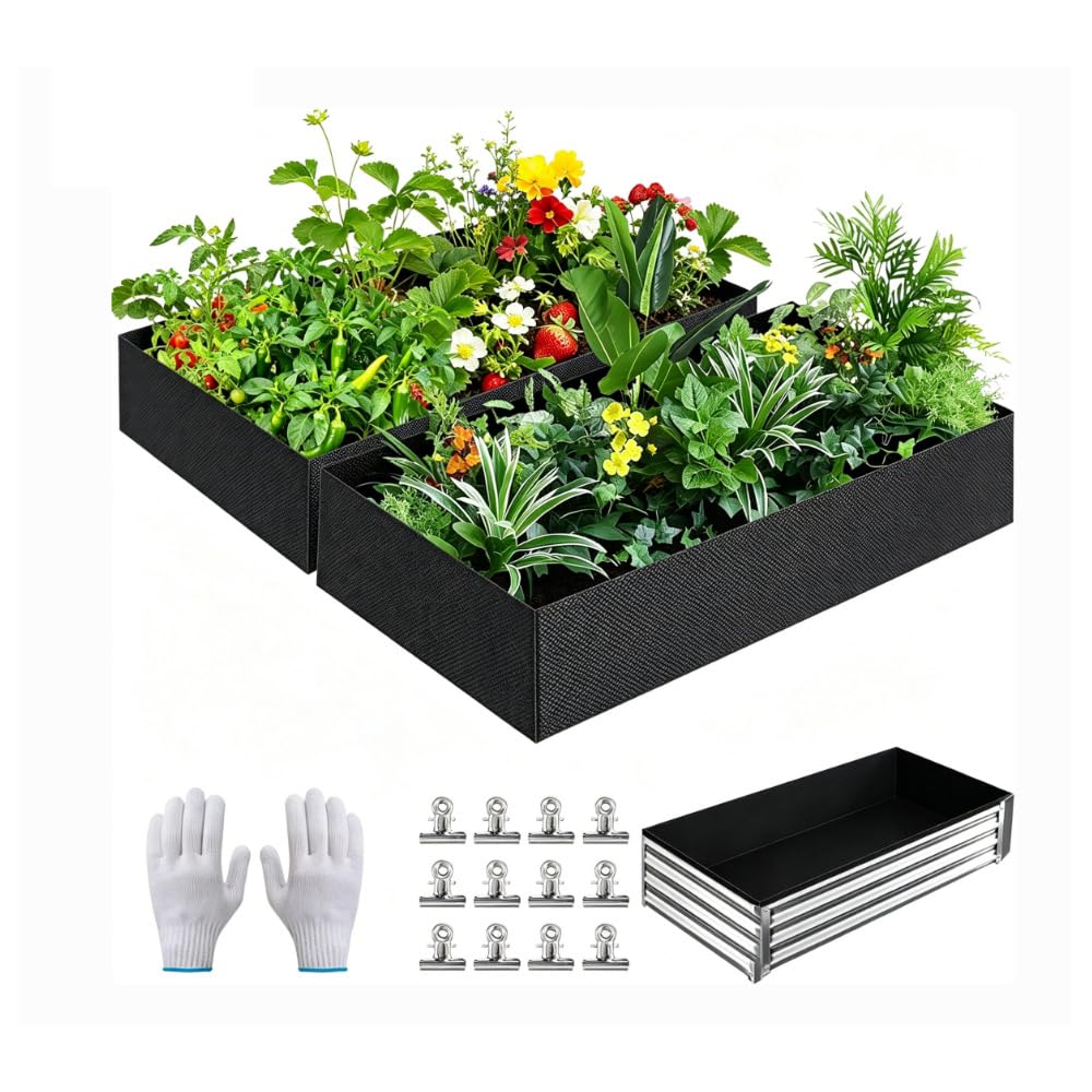 Yabound Raised Beds for Garden Plant Flower Grow Bag, 8 Grids Rectangular Garden Grow Bed, Large Fabric Vegetable Planting Bag for Vegetables, Potatos, Tomatoes, Strawberry, Flowers and Fruits (22)