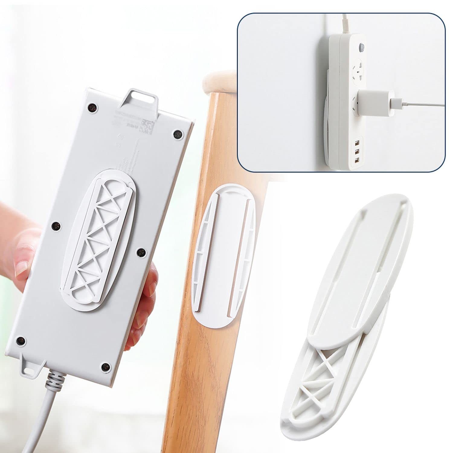 TecheiTulip Self Adhesive Desktop Socket Fixer Cable Organizer Self-Adhesive Power Strip Holder Fixator Wall Mounted Fixe