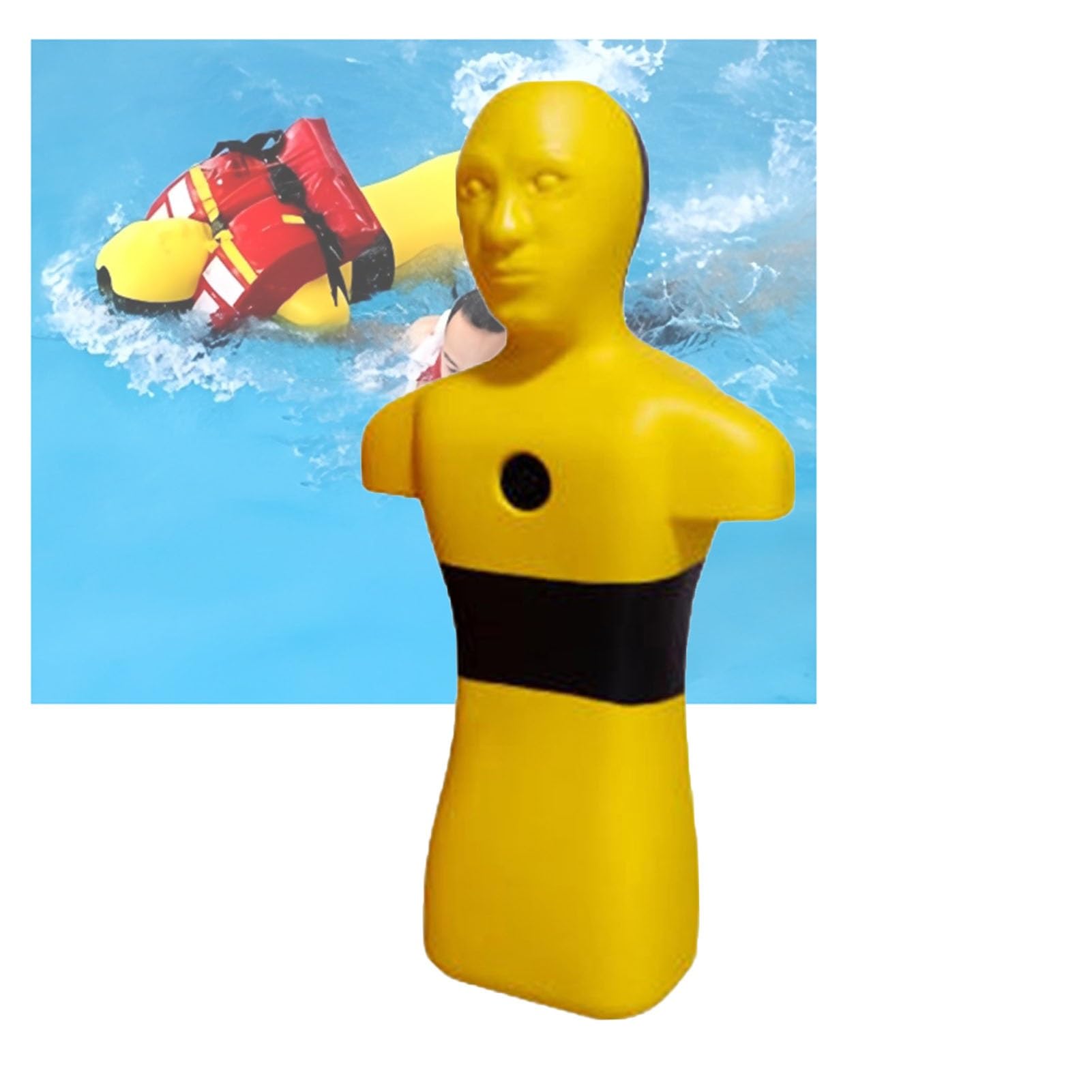 Maniquí de entrenamiento acuático para socorristas, maniquí de piscina con drenaje rápido y 3 agujeros de inyección de agua para adolescentes y adultos