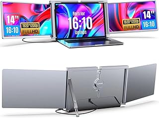 YUTOO Triple Laptop Screen Extender,[Only 1 Cable to Connect][16:10], FHD 1200P IPS Display, Laptop Monitor Screen Extender, for Windows, MacOS，14“ for 15”-17.3” Laptop