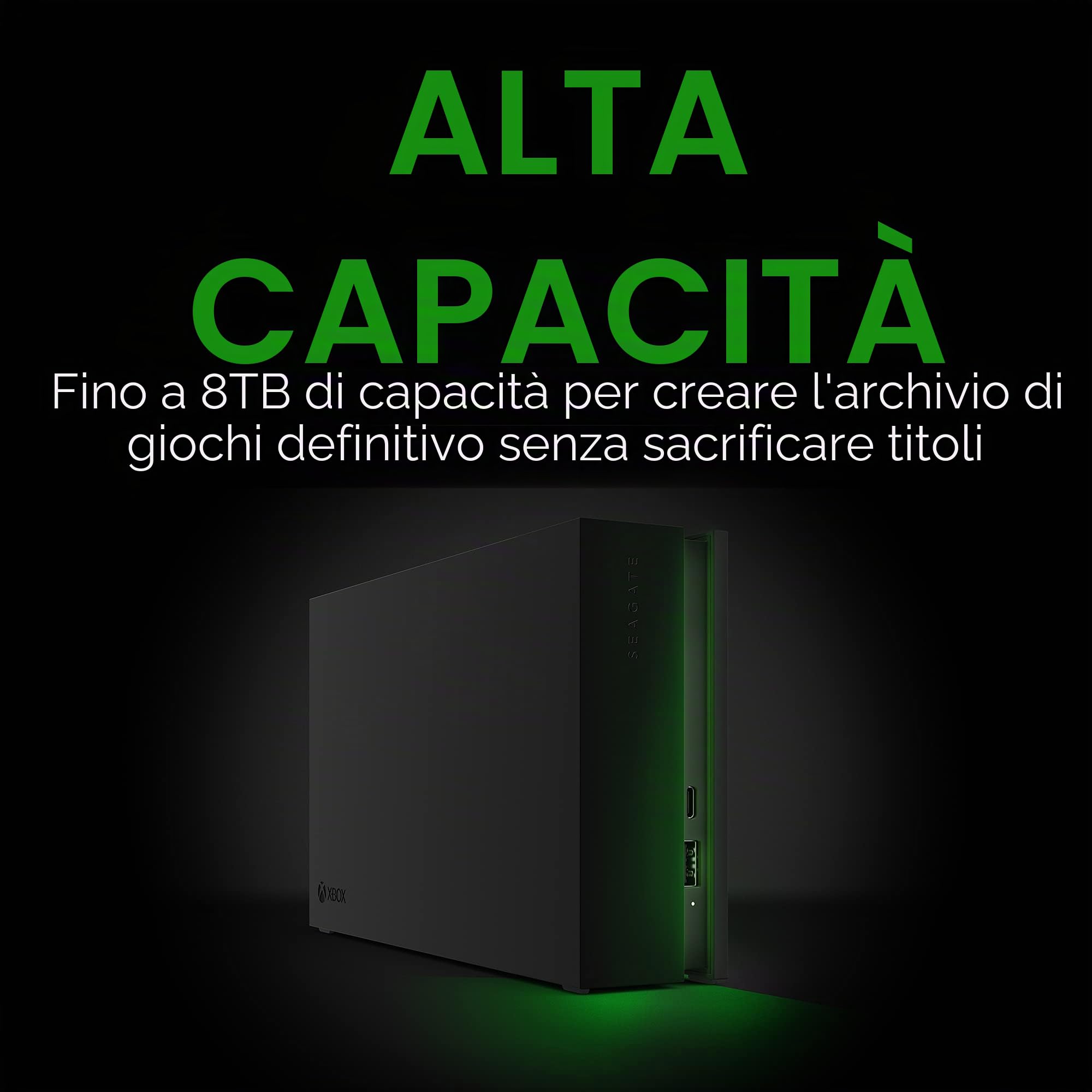 Seagate Game Drive Hub, 8TB, External Hard Drive Desktop, USB 3.2 Gen 1, Dual USB-C and USB-A ports, Xbox Certified, with RGB LED lighting, (STKW8000400), HUB Black w. LED