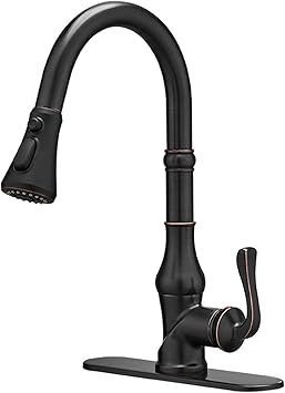 BWE Kitchen Faucet with Pull Out Sprayer 3 Spray Modes Single ...