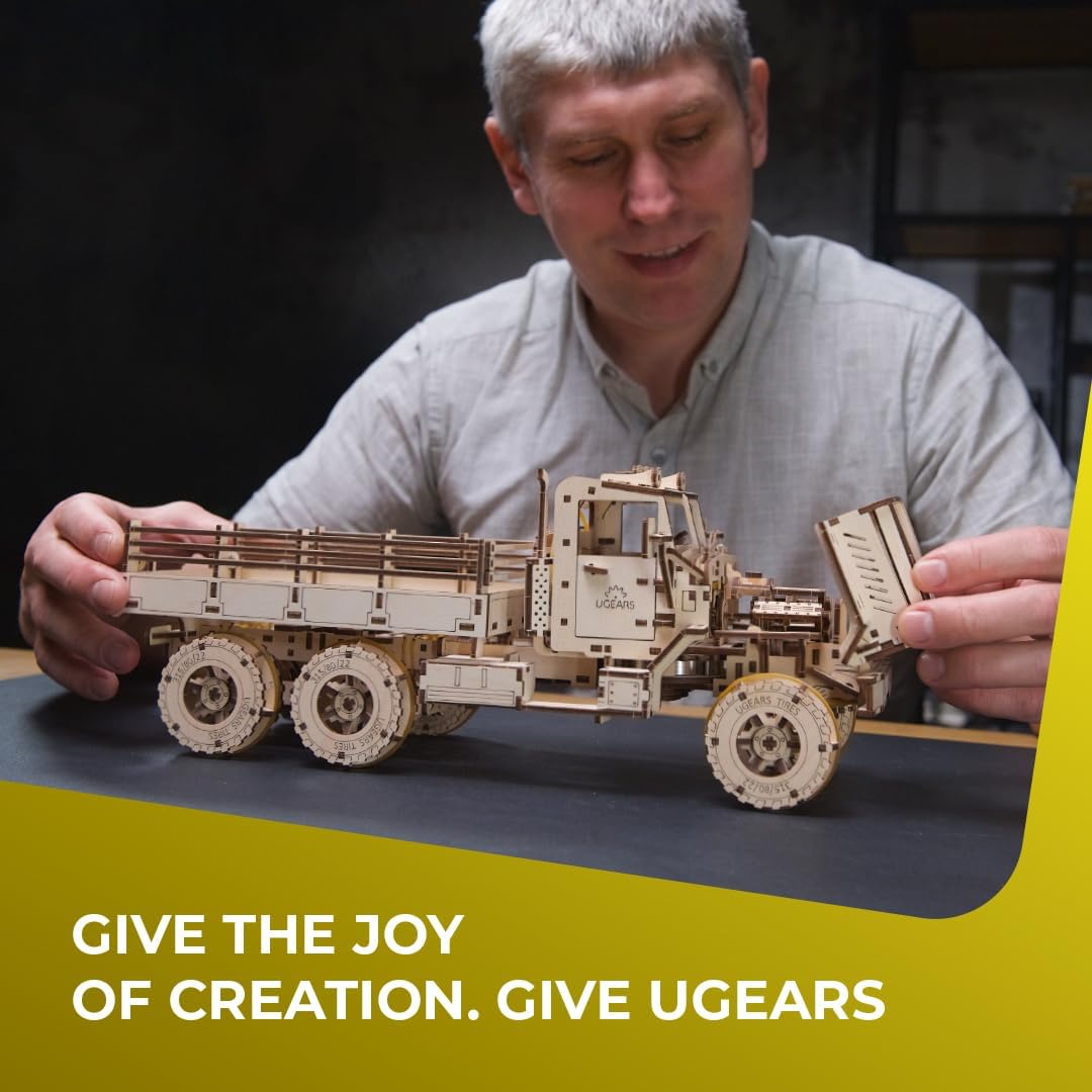 UGEARS Cargo Truck 3D Holzpuzzles für Erwachsene - Hobbys für Männer zum Bauen - Auto-Bausatz für Erwachsene - 3D-Puzzle für Erwachsene