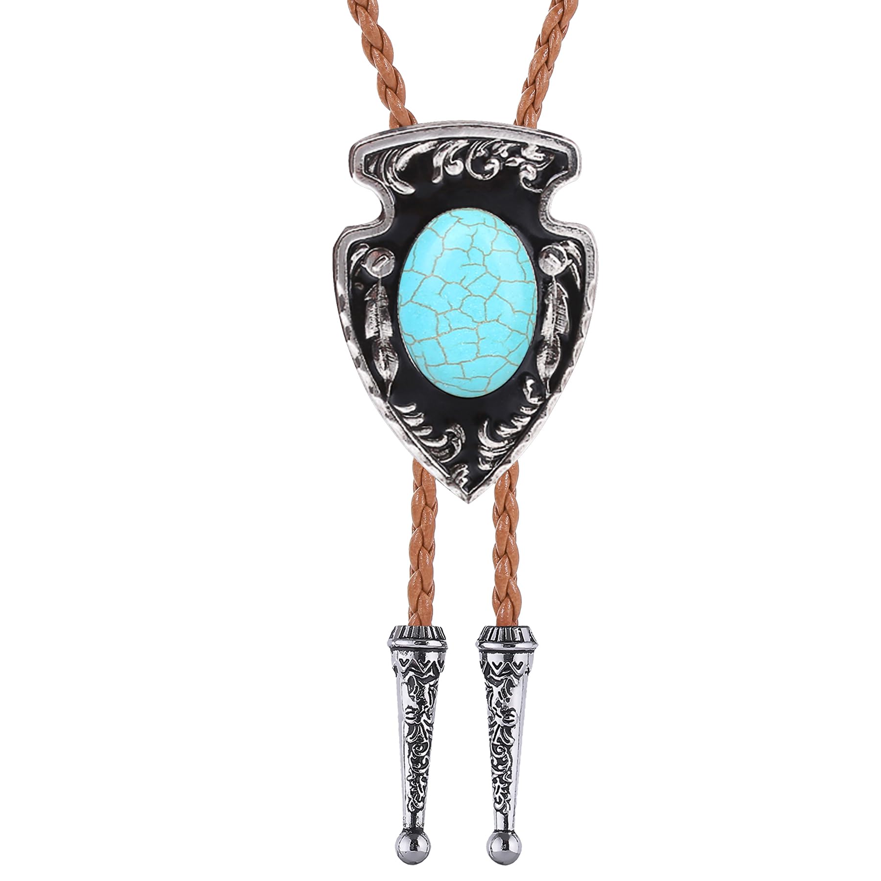 Btilasif Bolo Tie Brown for Men, Scorpion Luminous Stone Cowboy Tie Western Leather Necktie Necklace for Women