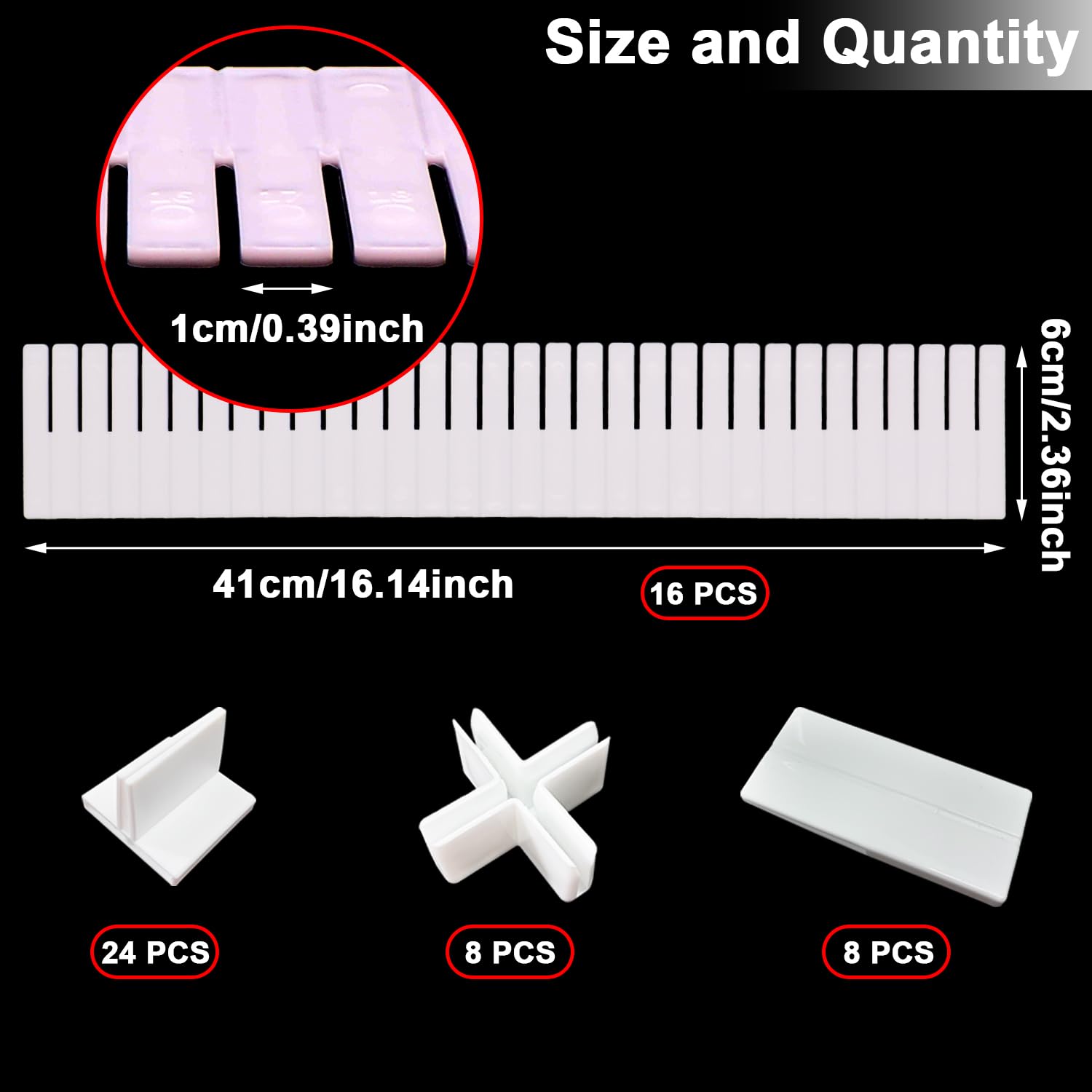 16Pcs Adjustable Drawer Dividers 0.1Inch Thickness Plastic DIY Grid Drawer Organizer Dividers 16.3x2.36inch Plastic Organizer Separator with Fixed Buckle For Socks Underwear Makeup Cosmetic Clothes